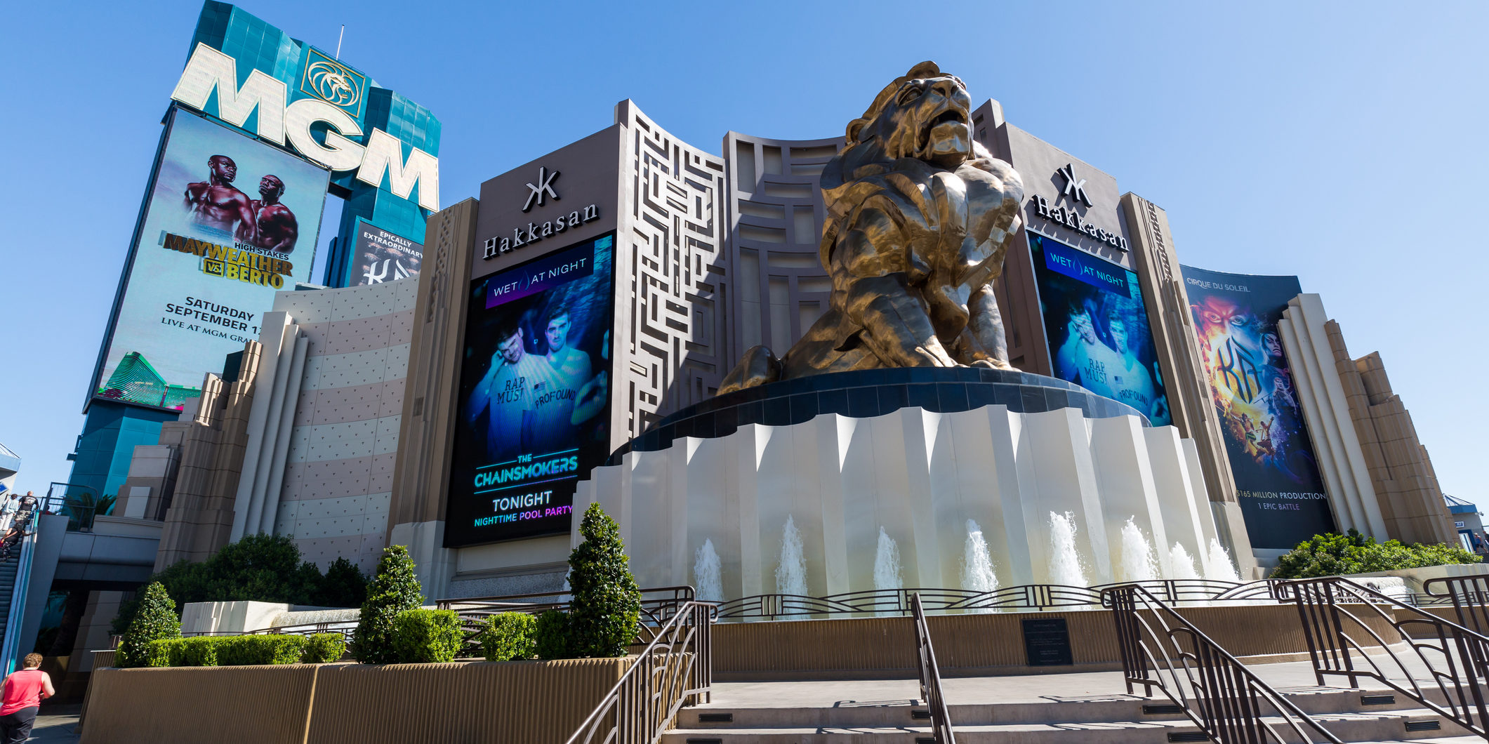 Las Vegas, USA - September 9, 2015: Exterior views of the MGM Grand Casino on the Las Vegas Strip on September 9, 2015. The MGM Grand Casino is a famous and popular luxury casino in Vegas.