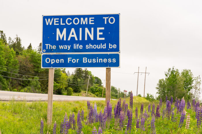 Maine road sign, USA