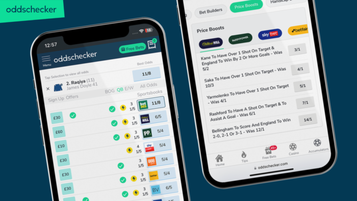 Oddschecker Bet365 smartphone app screenshots