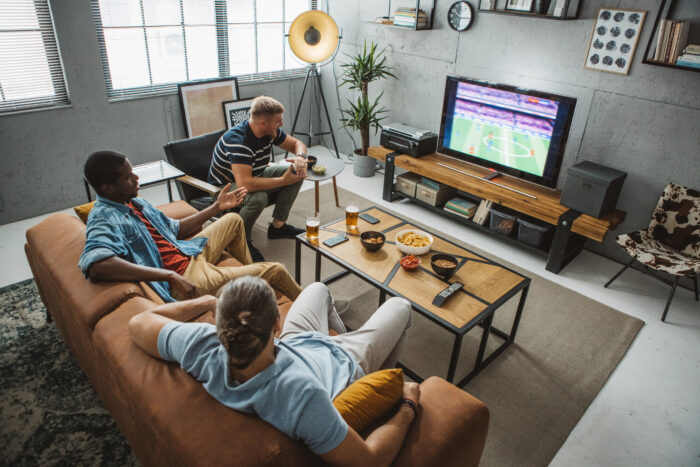 Football, soccer, friends watching TV, sports, entertainment, sports betting